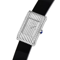 Reflet Small steel diamonds silver gadroons & black mat calf Watch - White & Black