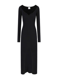 Swallow long rib knit Dress - Black