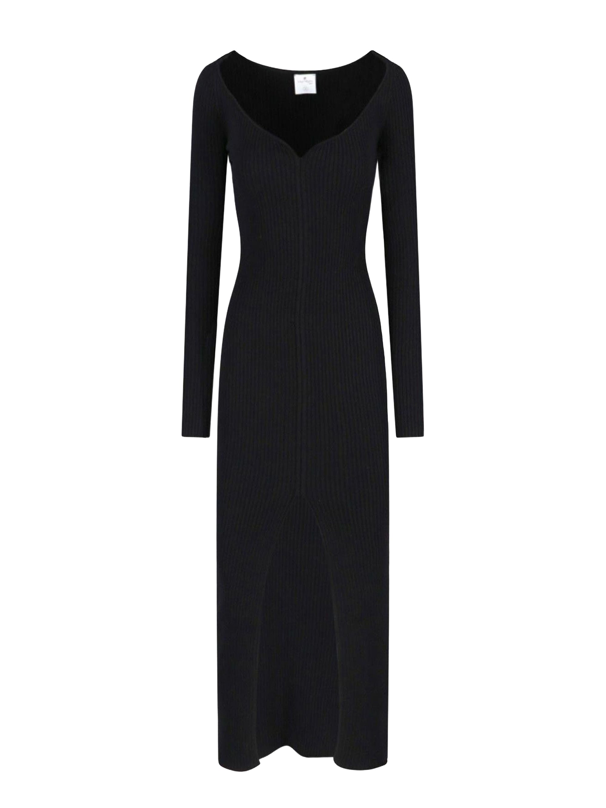 Swallow long rib knit Dress - Black