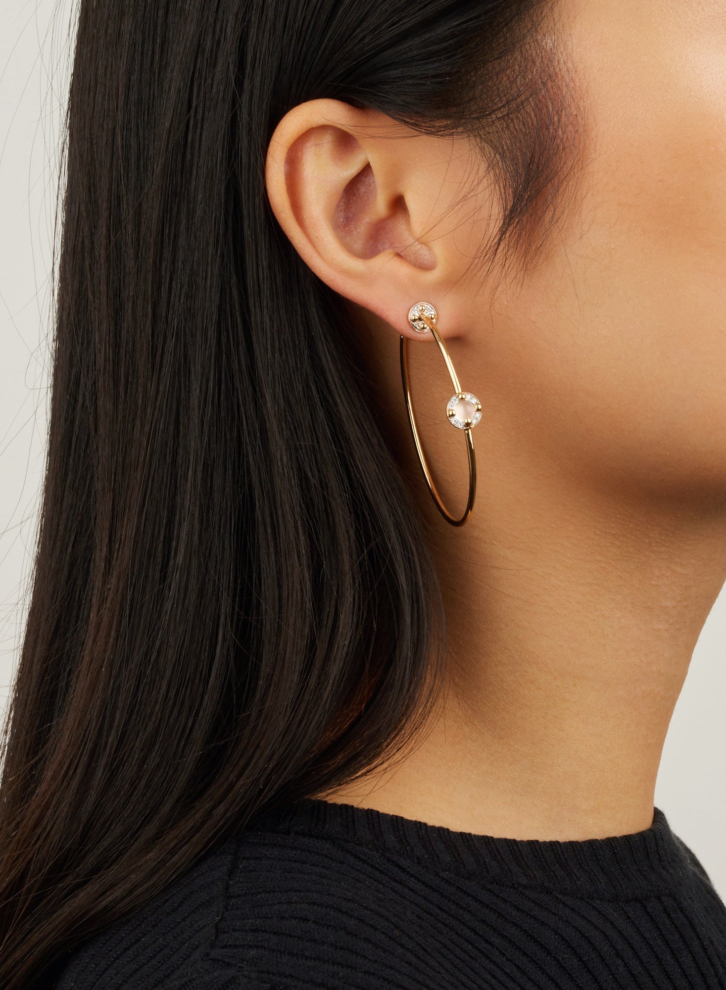M'ama non M'ama Moonstone Diamond & Rose gold Earrings - Rose gold