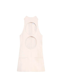 Double circles crepe mini Dress - Oatmeal