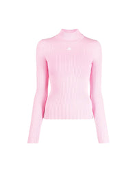Mockneck rib knit Sweater - Pink