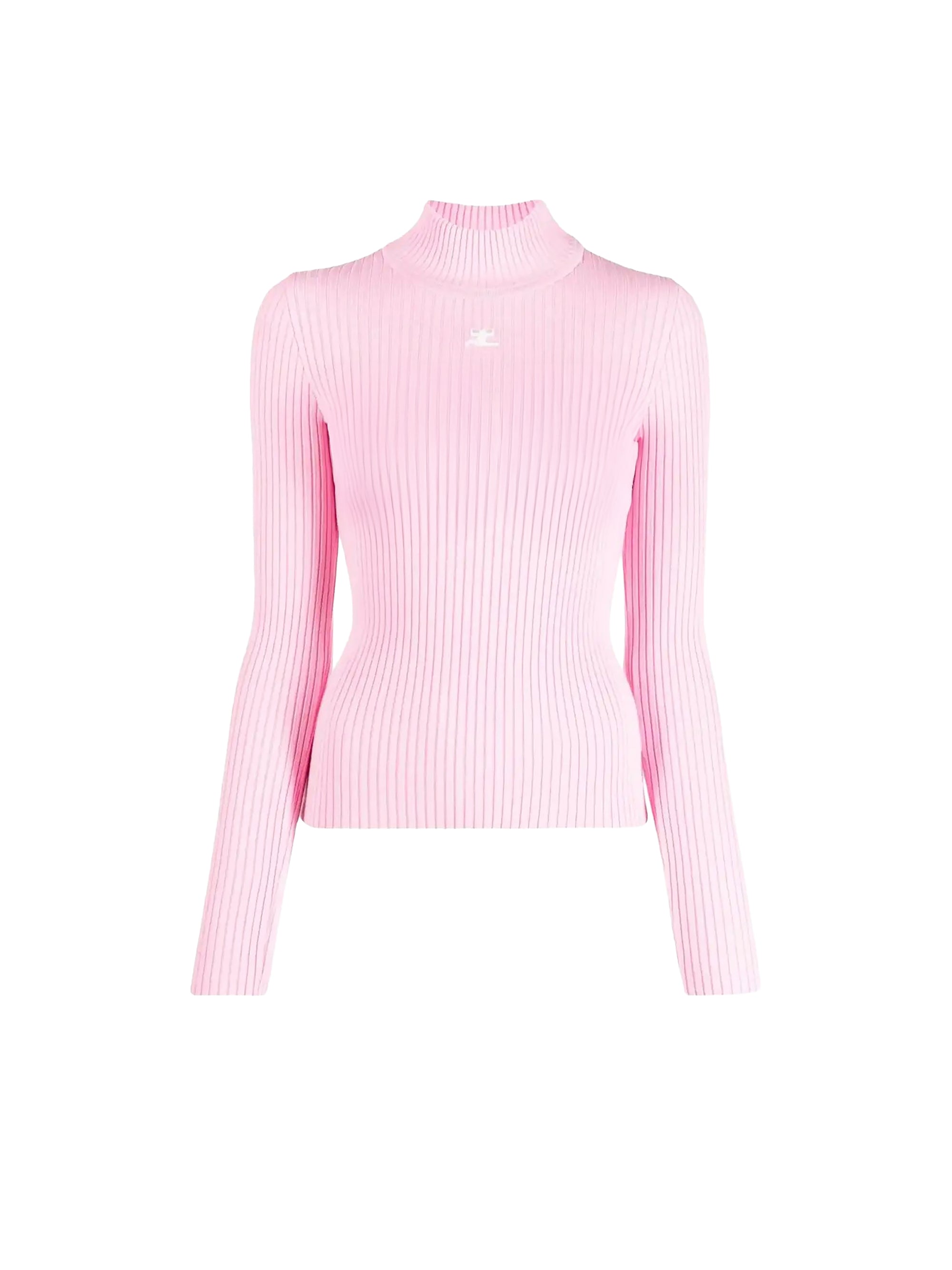 Mockneck rib knit Sweater - Pink