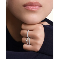 Facette M platinum & full paved diamonds Wedding Band - White