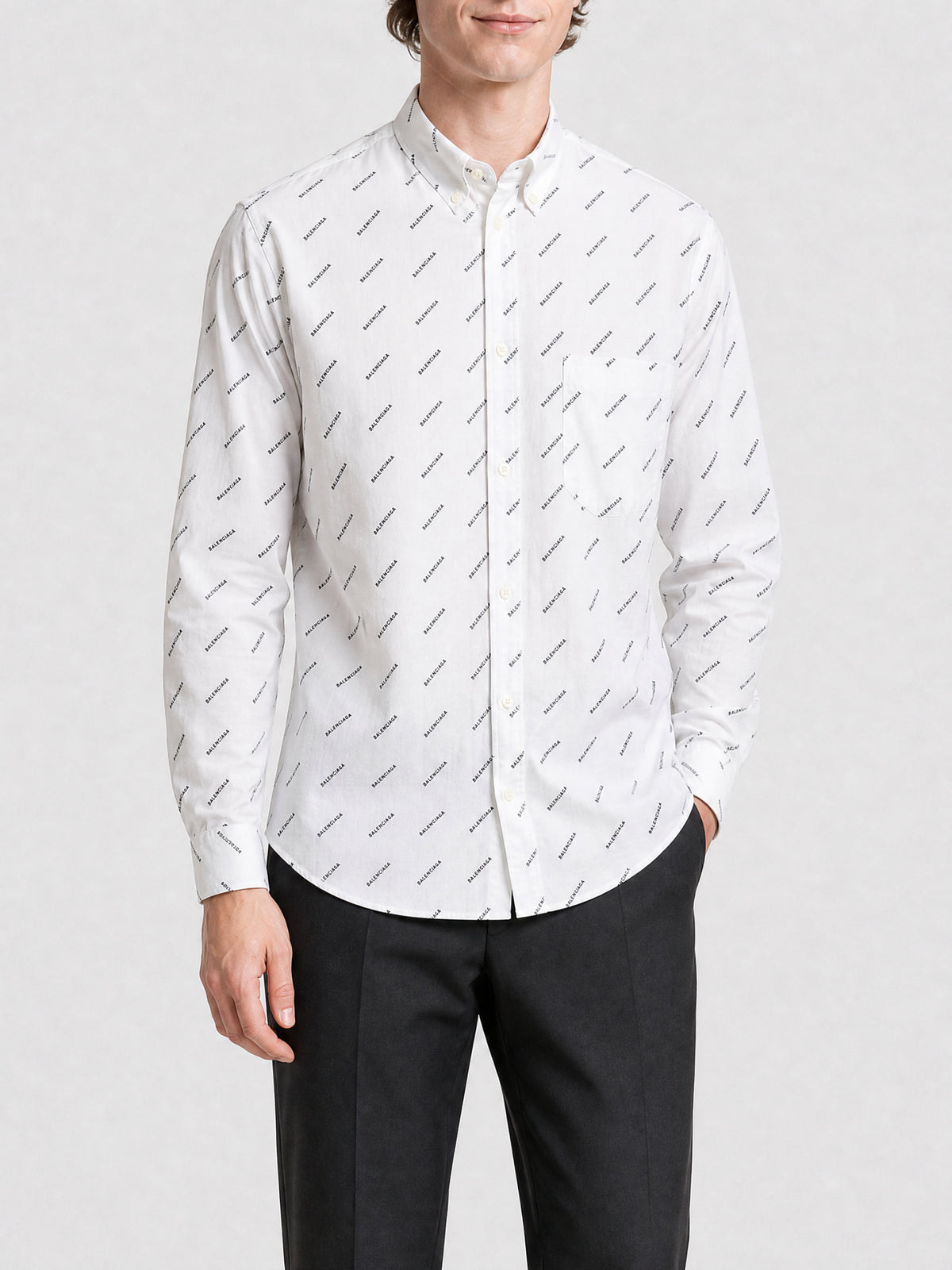 Allover Logo white & blue Shirt - White & Blue