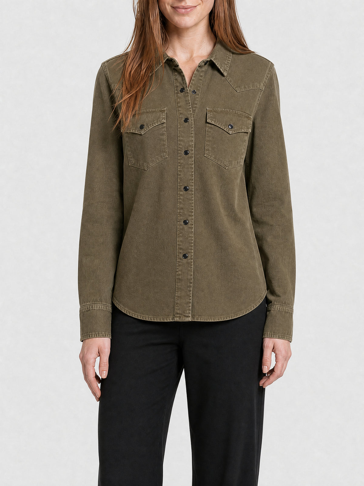 Western khaki dyeing stonewa Shirt - Khaki Dyeing Stonewa