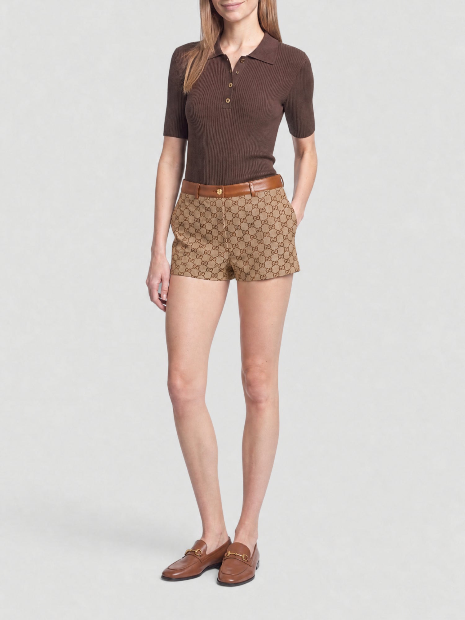 GG Canvas brown & dusty mauve Pant - Brown & Dusty Mauve