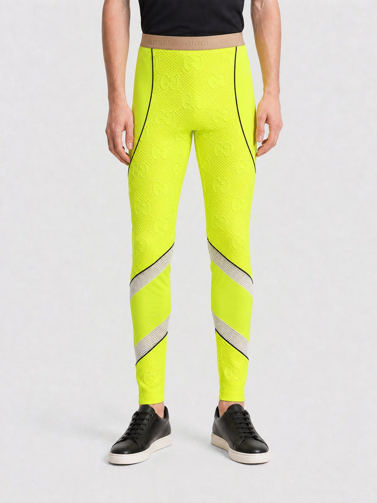Poly Jacquard fluo yellow Leggings - Fluo Yellow