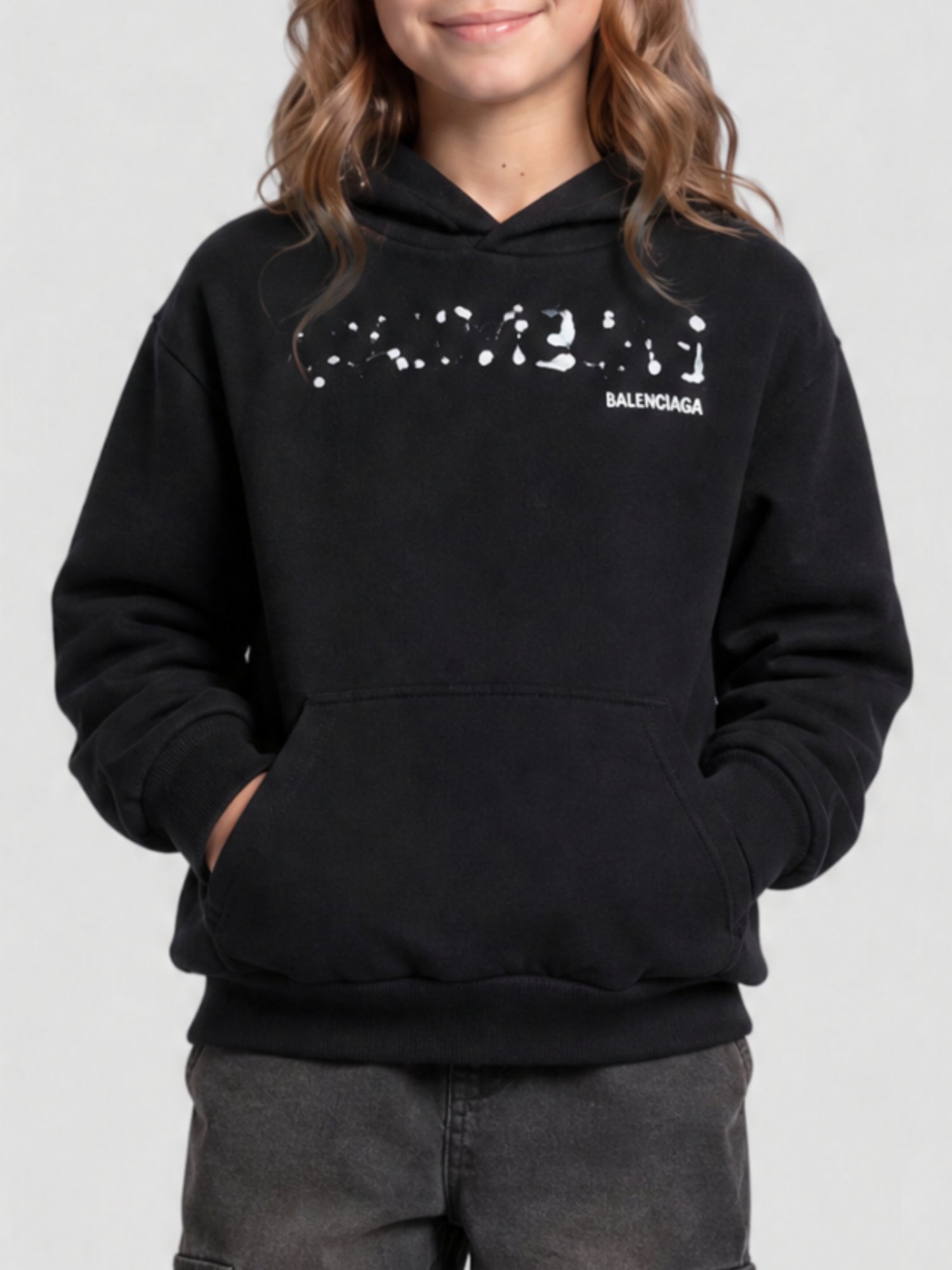 Hand-Drawn Balenciaga black & cocoa Hoodie - Black & Cocoa