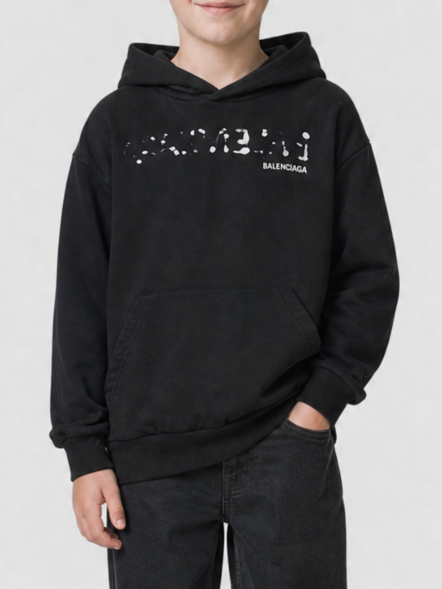 Hand-Drawn Balenciaga black & cocoa Hoodie - Black & Cocoa
