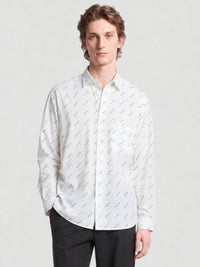 Allover Logo white & blue Shirt - White & Blue