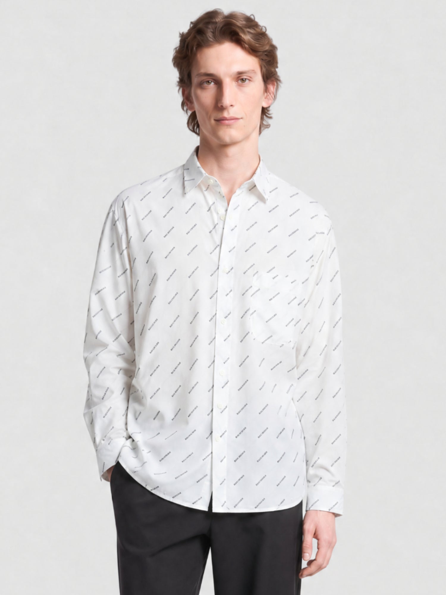 Allover Logo white & blue Shirt - White & Blue