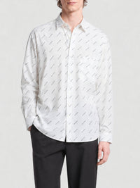 Allover Logo white & blue Shirt - White & Blue