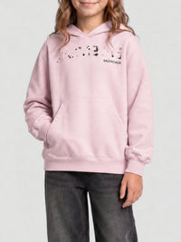 Hand-Drawn Balenciaga faded pink & black Hoodie - Faded Pink & Black