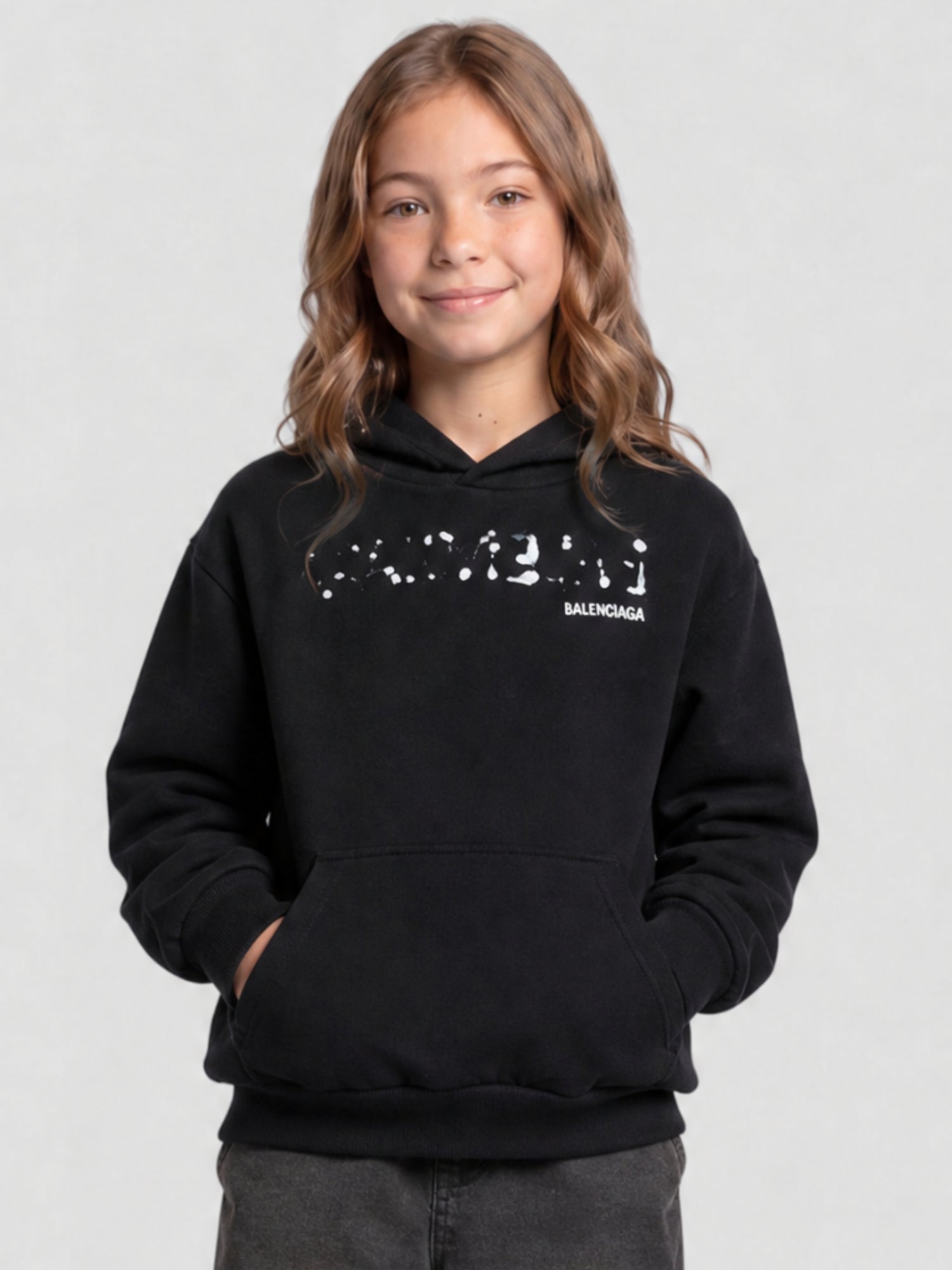 Hand-Drawn Balenciaga black & cocoa Hoodie - Black & Cocoa