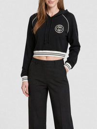 L/S Crop black & mystic white Sweater - Black & Mystic White